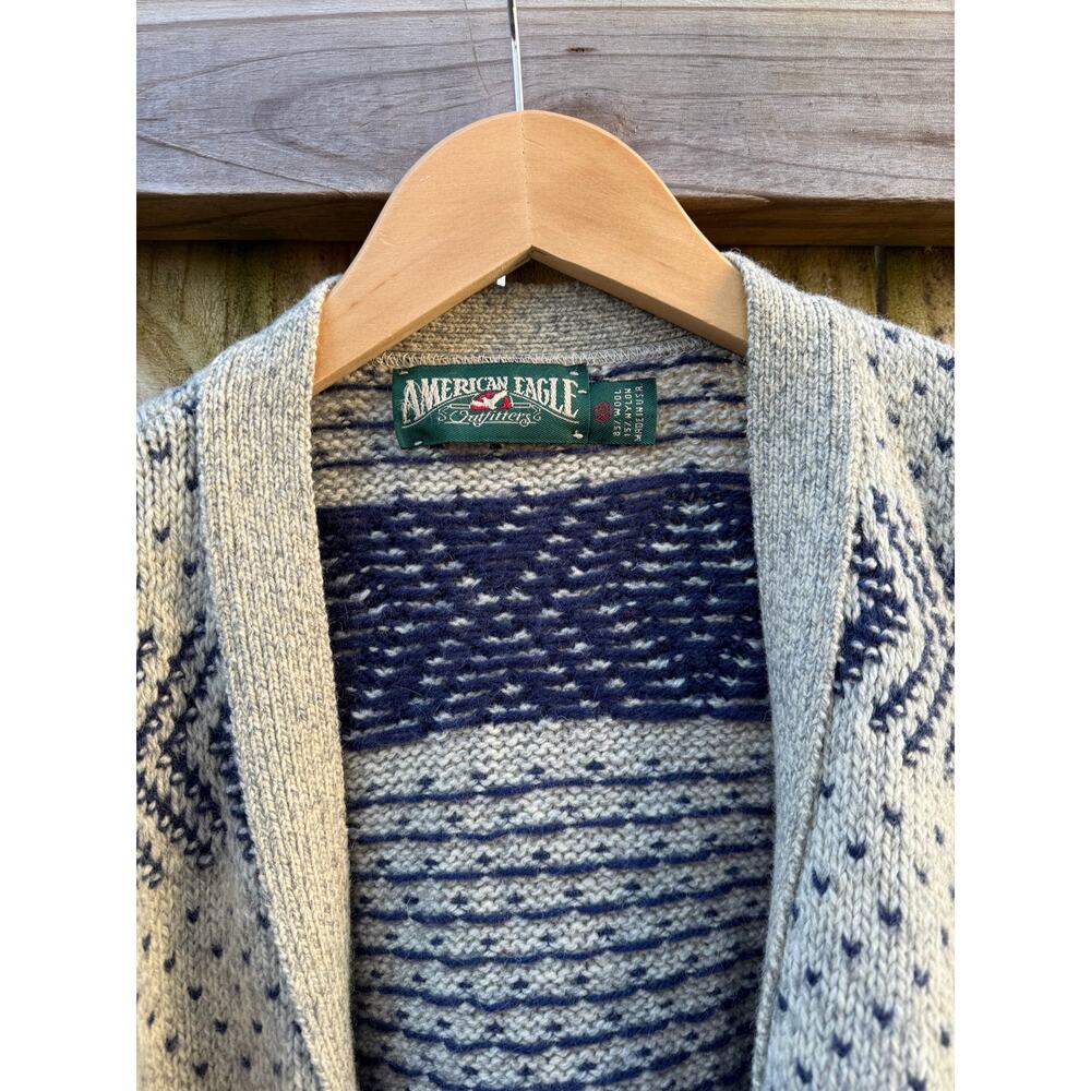 Vintage Wool American Eagle Patterned Cardigan - image 3